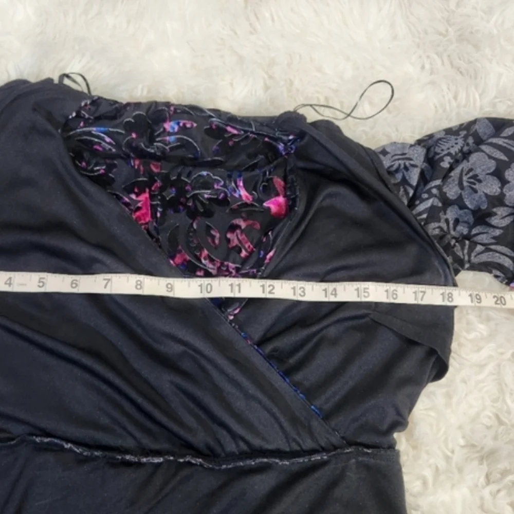 Vicky Tiel  Multicolor Velvet Pop Art  Bat Wings Midi Dress Size SMall Medium - Picture 7 of 11